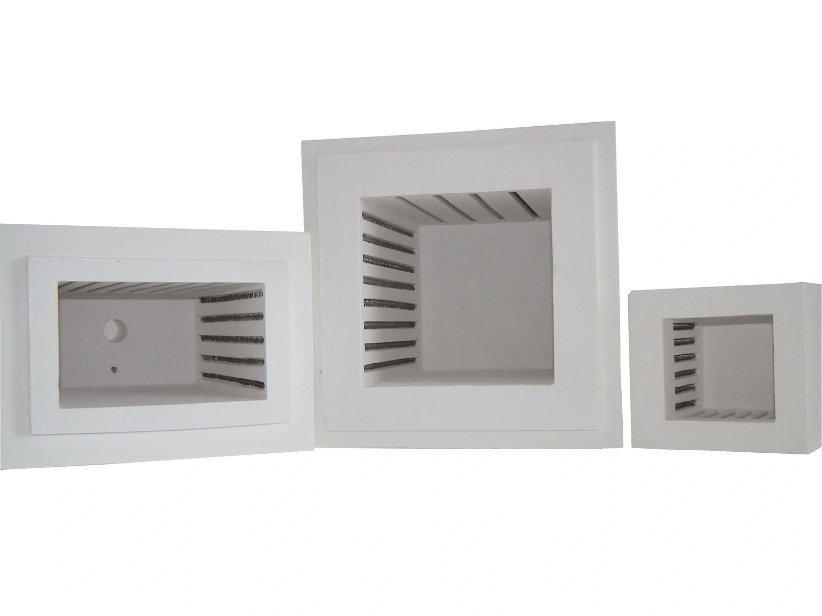 Box and muffle furnace chamber assemblies with installed heating elements