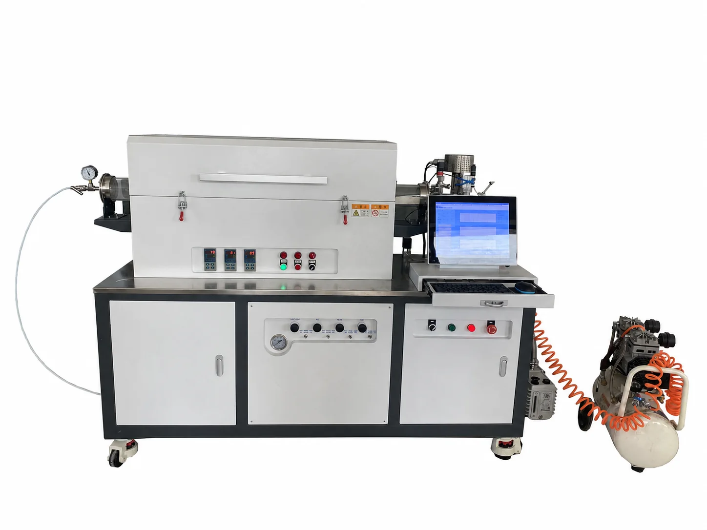 CVD tube furnace with gas delivery system