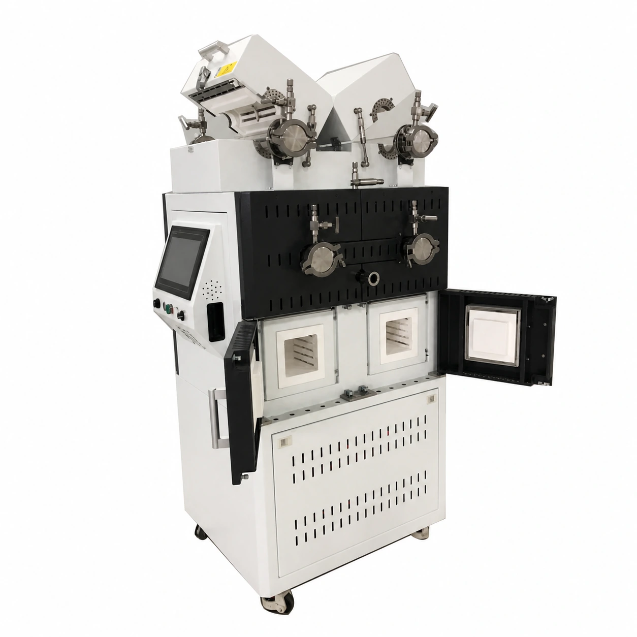 Integrated laboratory furnace platform with multiple tube stations and open box furnace chambers