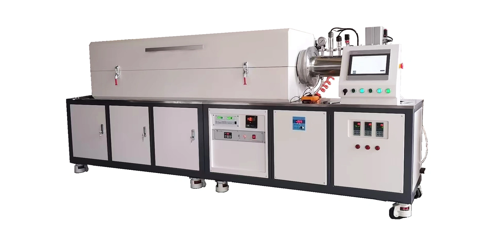 Tube furnace system with heated enclosure and process interfaces